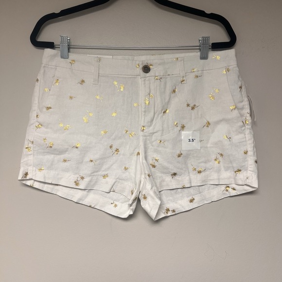 Old Navy Everyday Short 3.5 Inseam Womens Shorts Size 8 White With Gold Palmtree - Picture 1 of 11